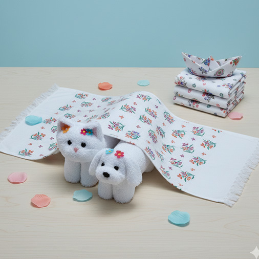 Cool Tex White Printed Bath Towel