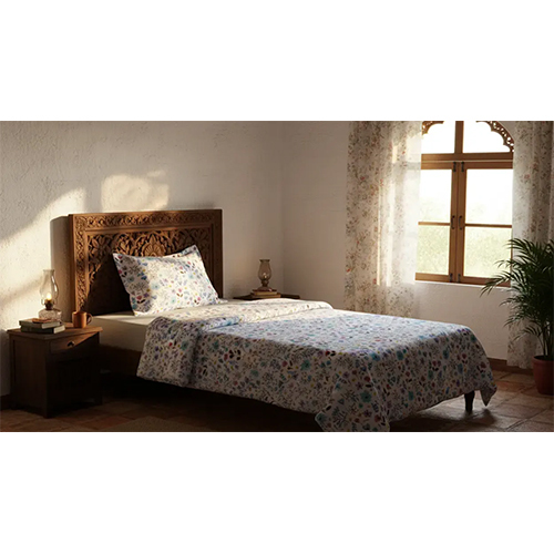 Jaipur Linen 200GSM Single ( 60inch x 90inch ) Bed Printed Ac Comforter Blanket Multi Color White Floral Print