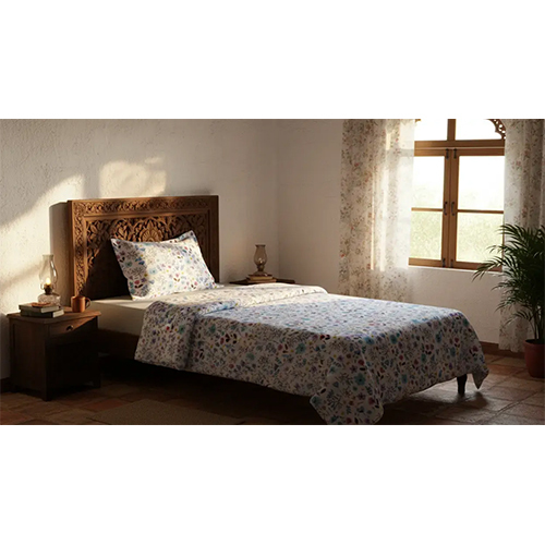 Jaipur Linen 200GSM Double ( 90inch x 100inch ) Bed Printed Ac Comforter Blanket Multi Color White Floral Print