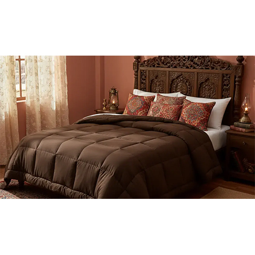 Double Size 500 GSM Heavy Winter AC Comforter a   Soft & Warm Microfiber Quilt Brown with 2 pillow cover