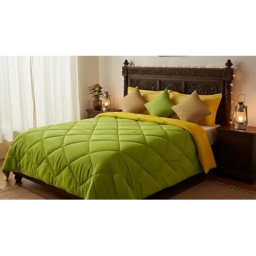 JAIPUR LINEN Microfiber Reversible Comforter, Double (Olive Green & Cheery Yellow, 500 GSM) with 2 pillow cover