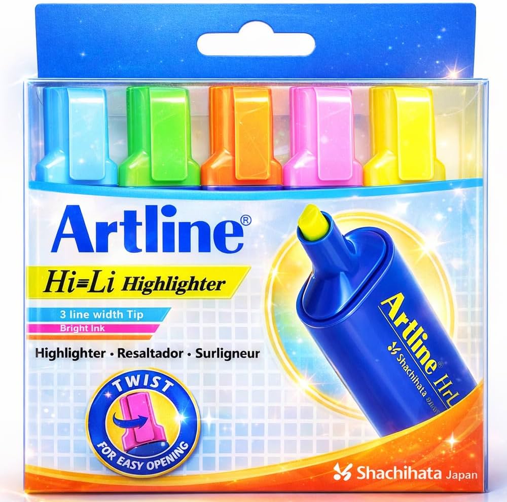 Artline Highliter Set Of 5 - Use: Writing