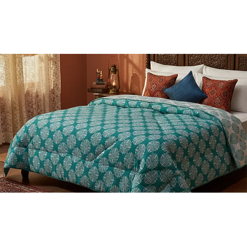 Jaipur linen 100% Cotton Reversible Dohar Single size Blanket 86x56white green