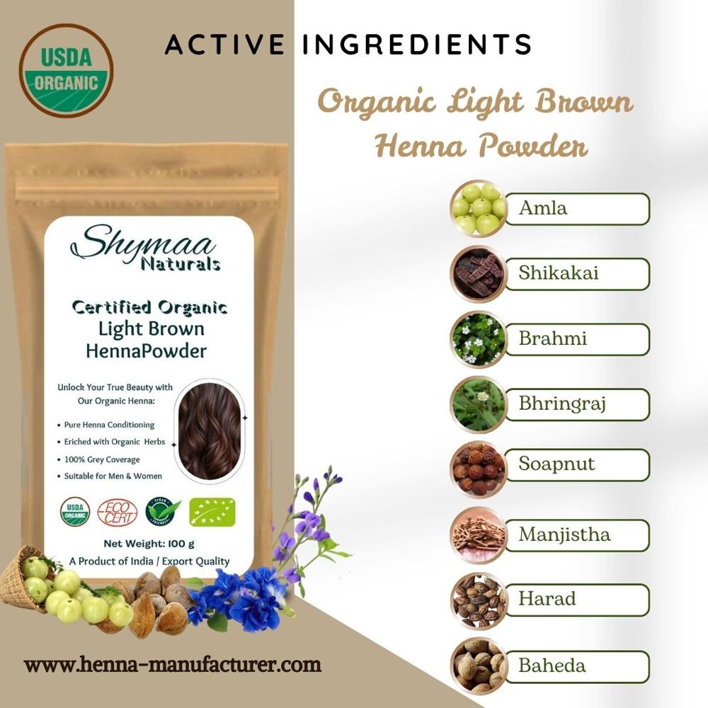 100% Organic Natural Light Brown Henna Powder