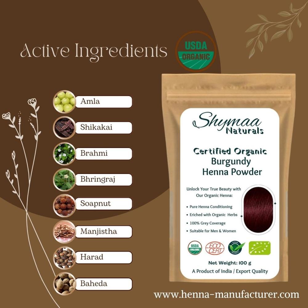 100% Organic Burgundy Henna Hair Color
