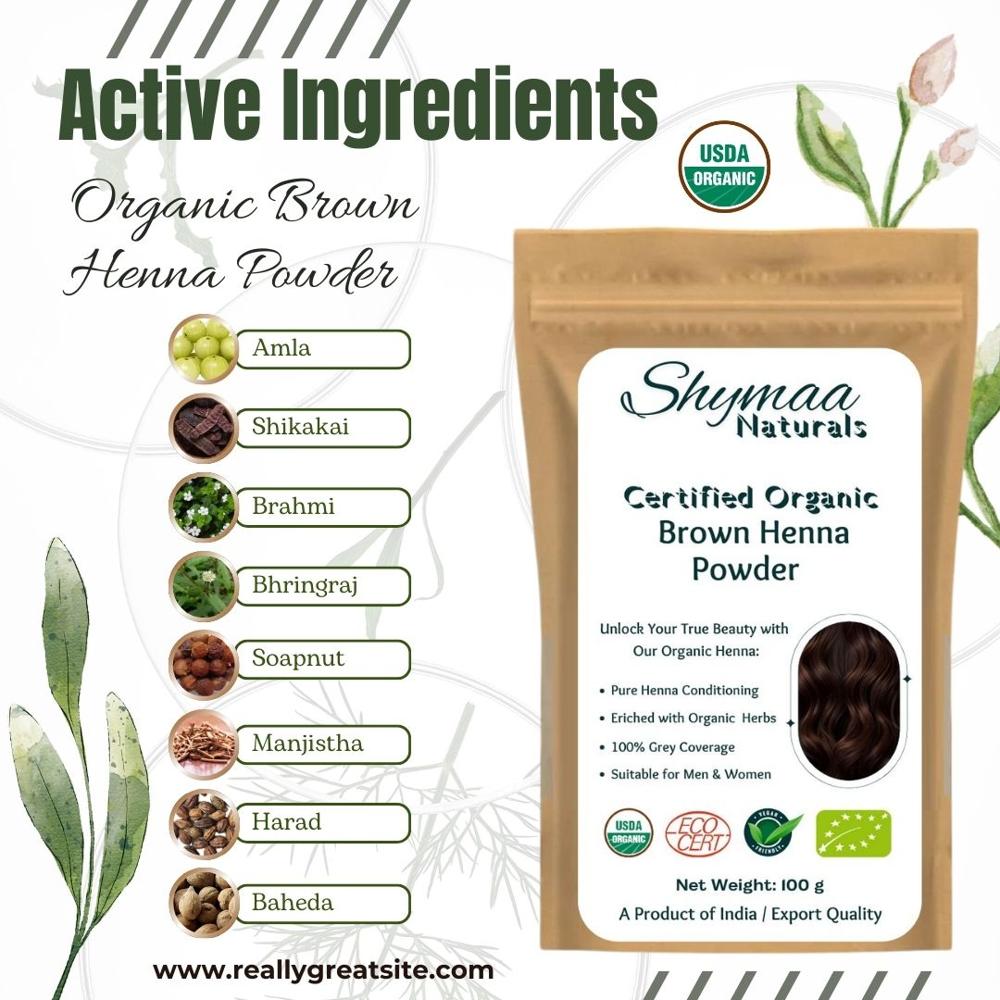 100% Organic Natural Brown Henna Powder Hair Colors