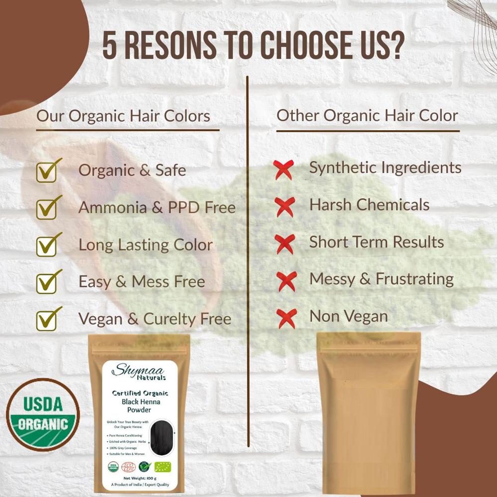 100% Organic Dark Brown Henna Powder Hair Color