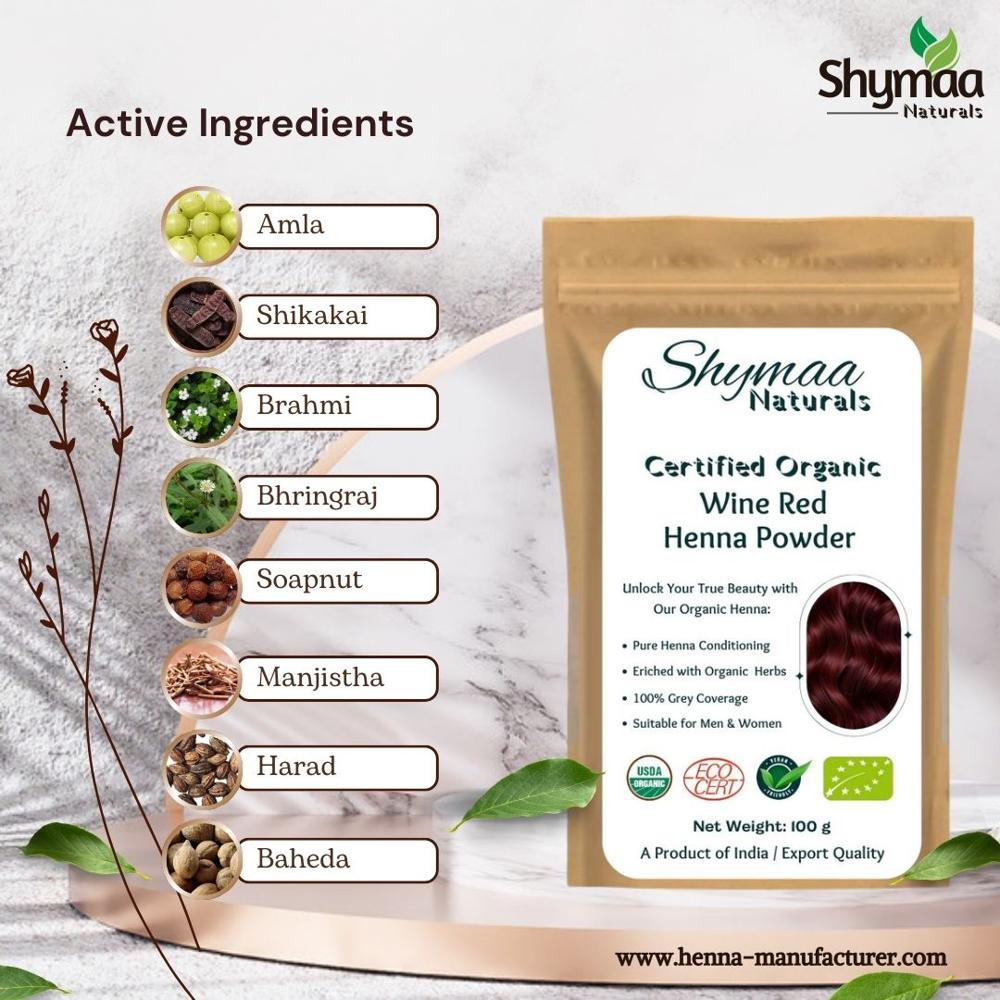 100% Organic Wi-ne Red Henna Hair Color