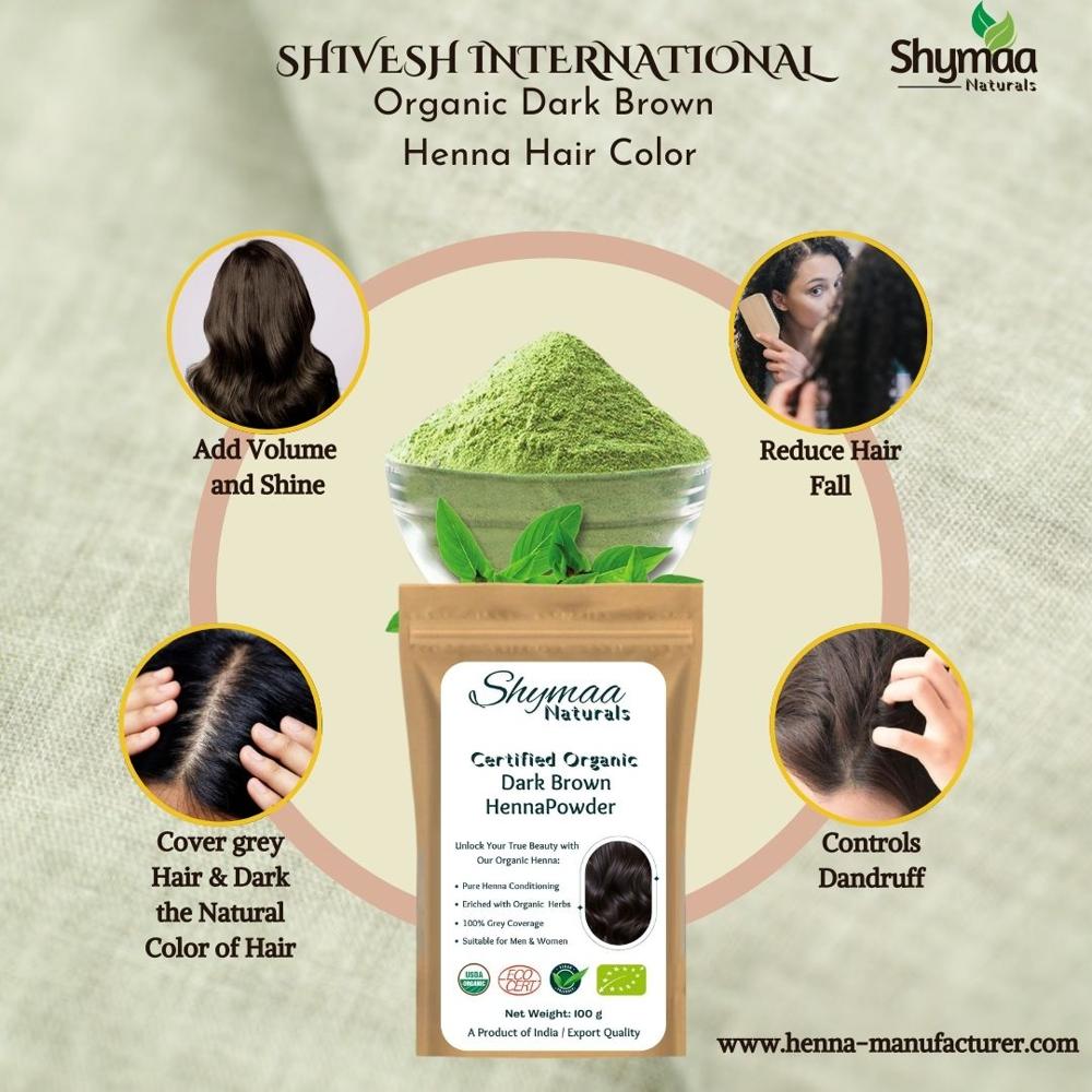 100% Organic Natural Dark Brown Henna Powder Hair Colors