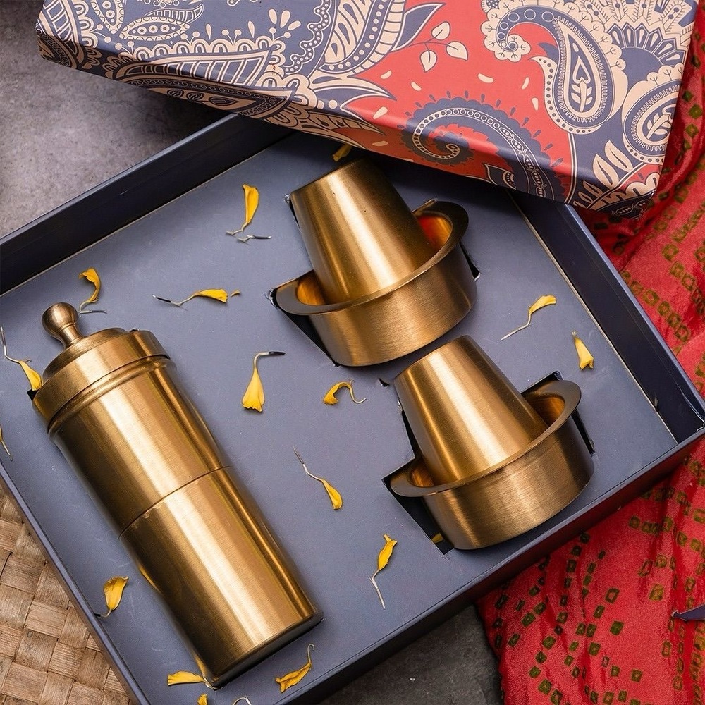 Premium Brass Coffee Dabra Set for South Indian Filter Coffee
