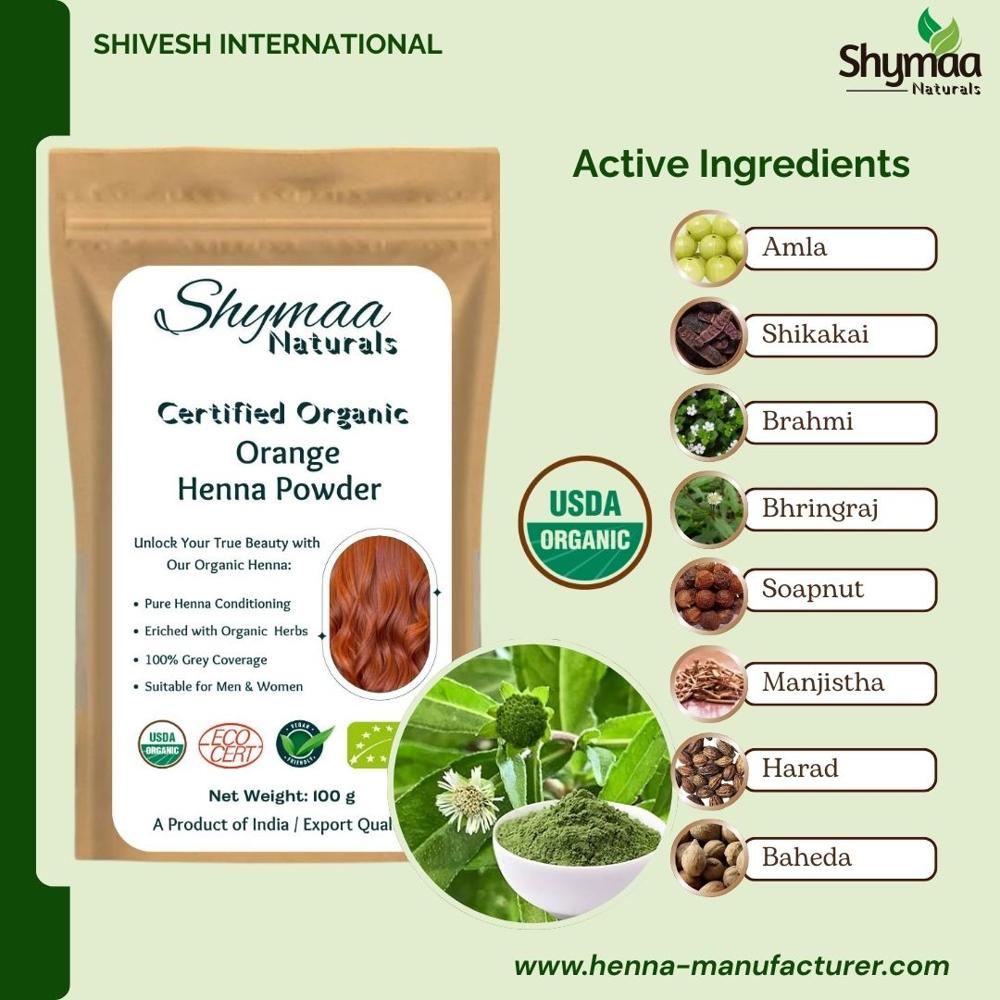 100% Organic Orange Henna Hair Color