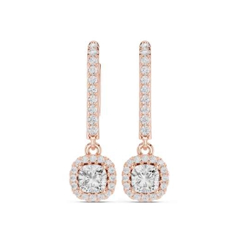 Rose Gold Asscher Cut Diamond Drop Earrings