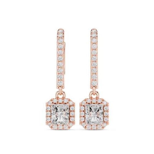 Rose Gold Asscher Cut Diamond Drop Earrings