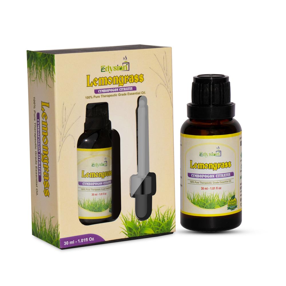 Lemongrass Pure And Natural Essential Oil - Cymbopogon Flexuosus, 100 ml Amber Glass Bottle | Therapeutic Grade, Chemical-Free, 99% Purity, Lemon-Like Fresh Aroma