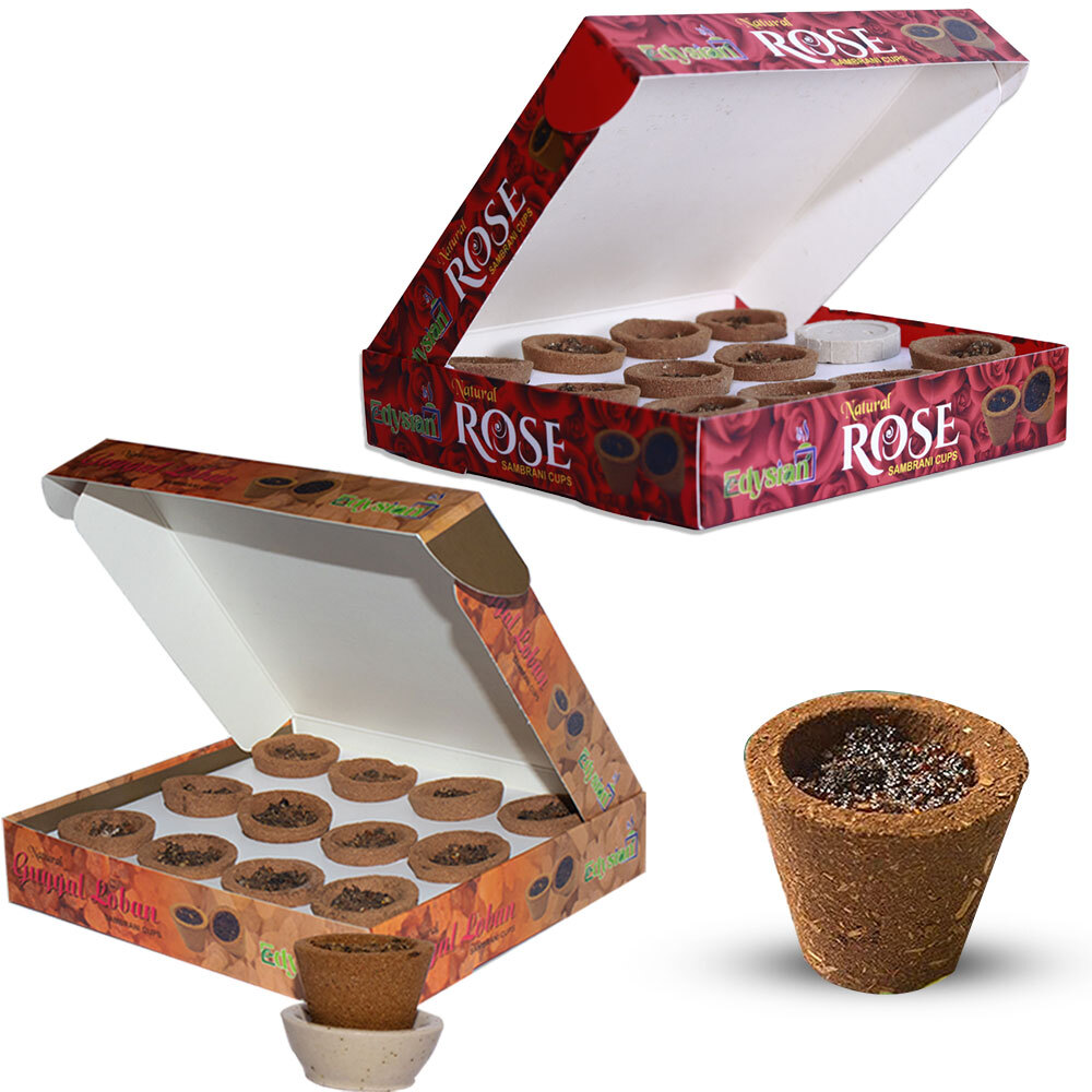 Rose And Guggal Loban Sambrani Dhoop Cups Combo Pack