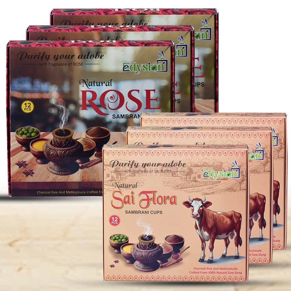 Sai Flora And Rose Sambrani Dhoop Cups Combo Pack