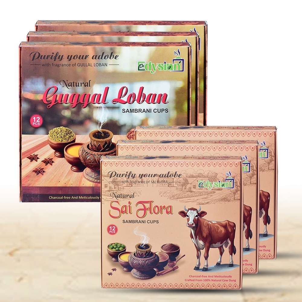 Sai Flora And Guggal Loban Sambrani Dhoop Cups Combo Pack