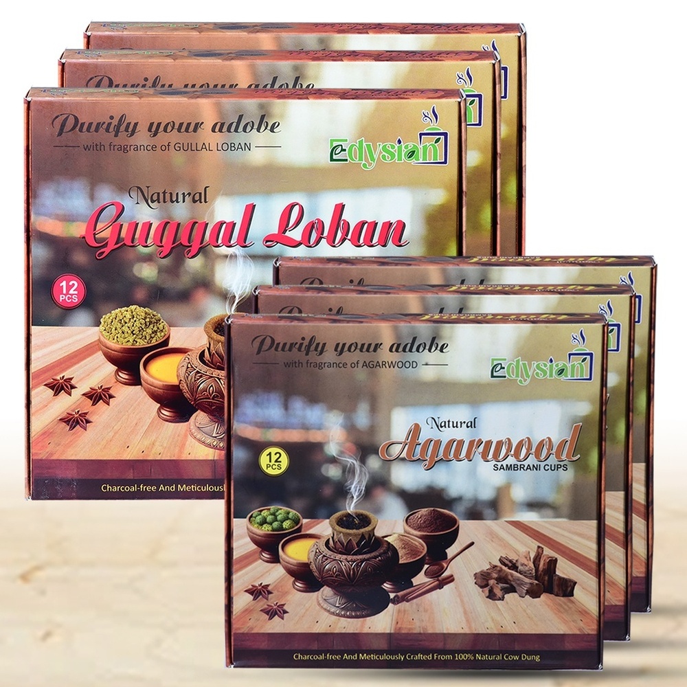 Agarwood And Guggal Loban Sambrani Dhoop Cups Combo Pack