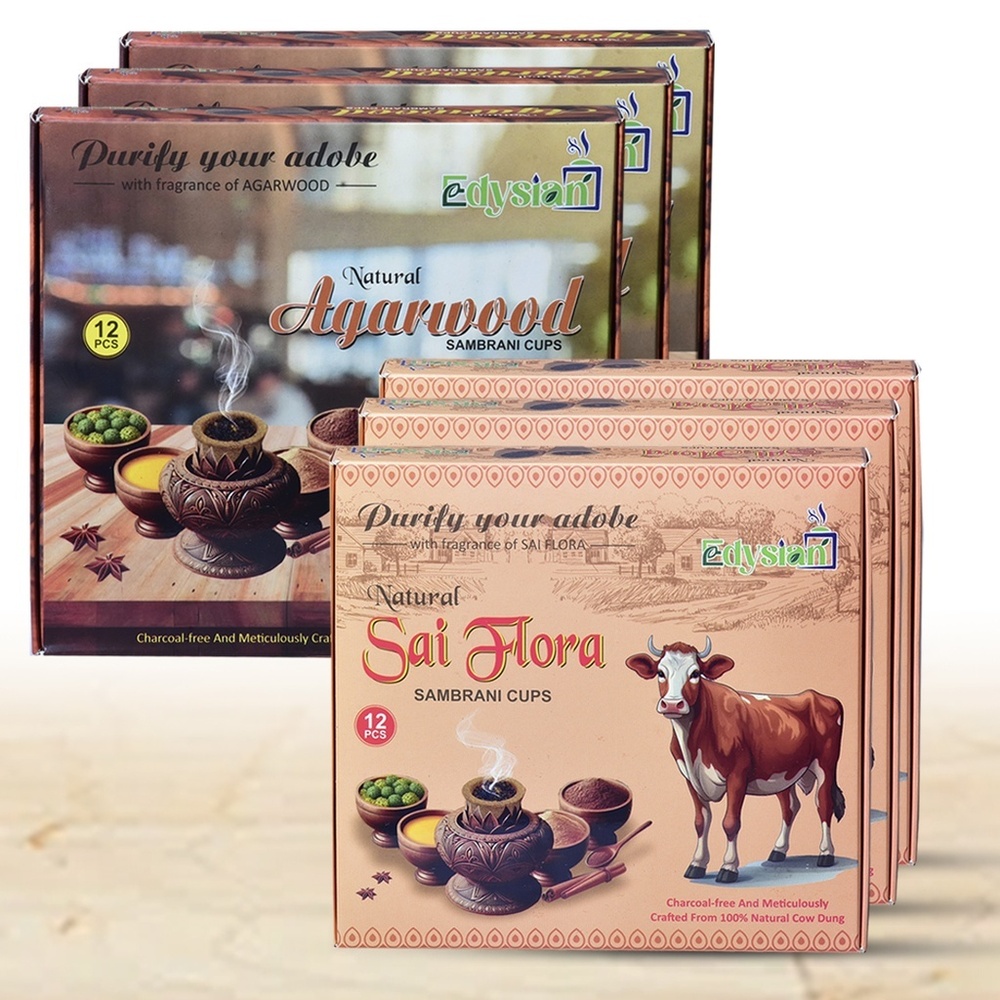 Sai Flora And Agarwood Sambrani Dhoop Cups Combo Pack