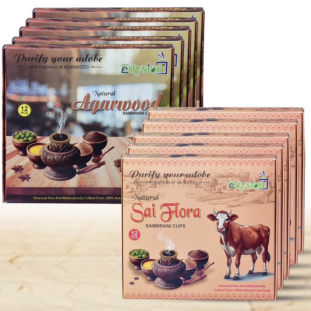 Sai Flora And Agarwood Sambrani Dhoop Cups Combo Pack
