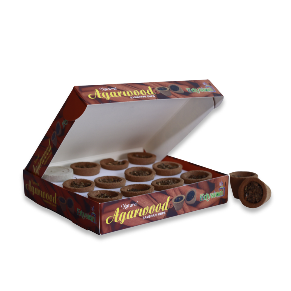 Natural Agarwood Sambrani Dhoop Cups - Burning Time: 20-25 Minutes Minutes