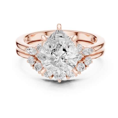 Rose Gold Oval Cut Diamond Engagement Ring with Halo Cluster