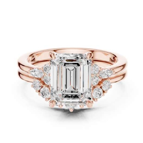 Rose Gold Oval Cut Diamond Engagement Ring with Halo Cluster