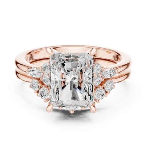 Rose Gold Oval Cut Diamond Engagement Ring with Halo Cluster