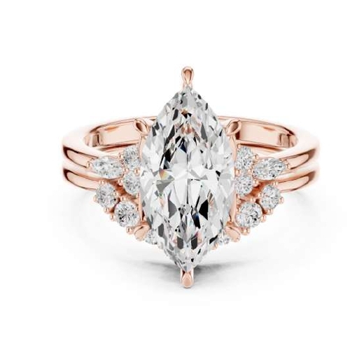 Rose Gold Oval Cut Diamond Engagement Ring with Halo Cluster