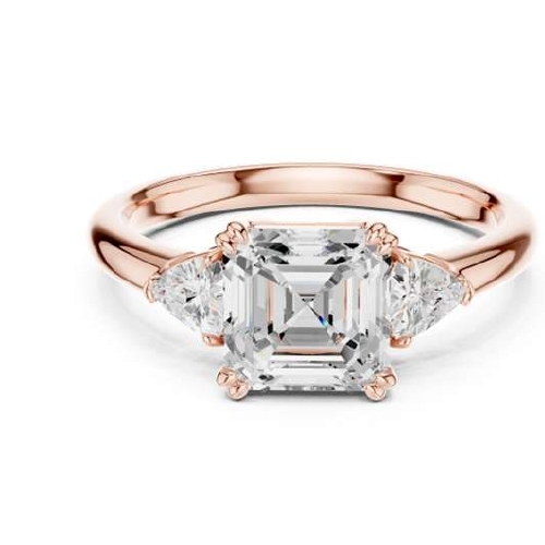 Rose Gold Asscher Cut Diamond Ring with Split Shank Design