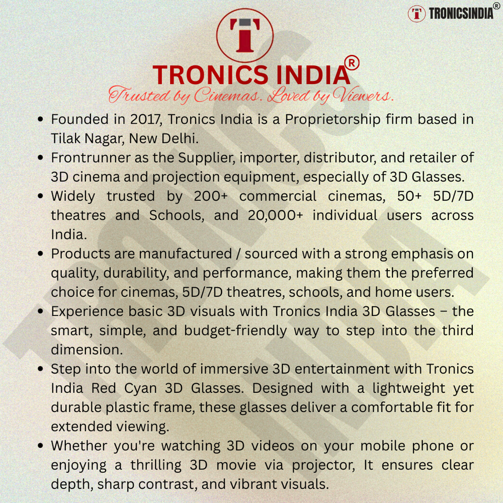 Red Cyan 3D Glasses Curved Design for Movies & YouTube RC02