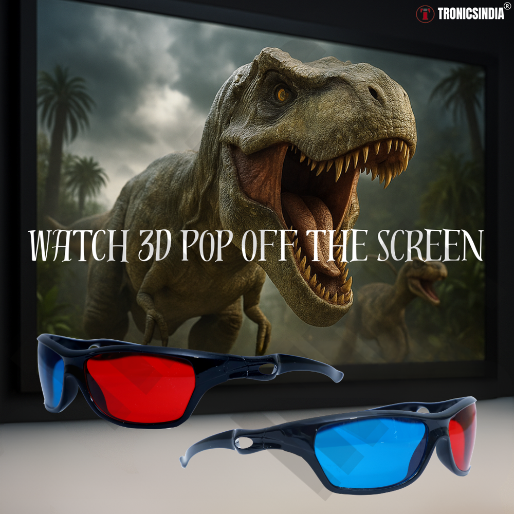 Red Cyan 3D Glasses Curved Design for Movies & YouTube RC02