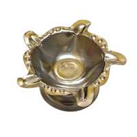 Silver Line Diya - Brass Silver-plated, 7x7x5 Cm, Round | Handcrafted, Corrosion-resistant, Single Wick