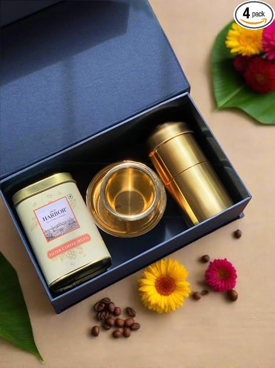 Heavy Quality Brass Coffee Dabra Set Antique Finish