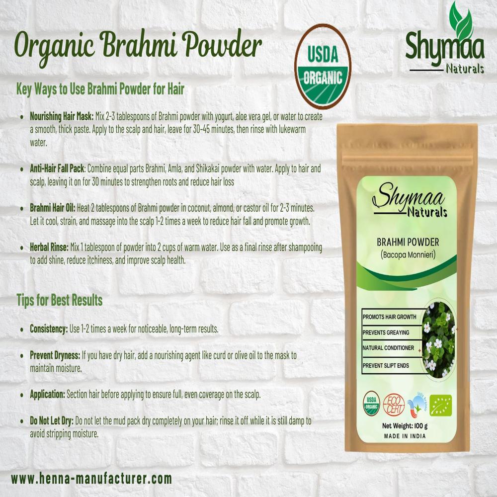 100% Organic Brahmi Powder Ayuvedic Indian Herbs