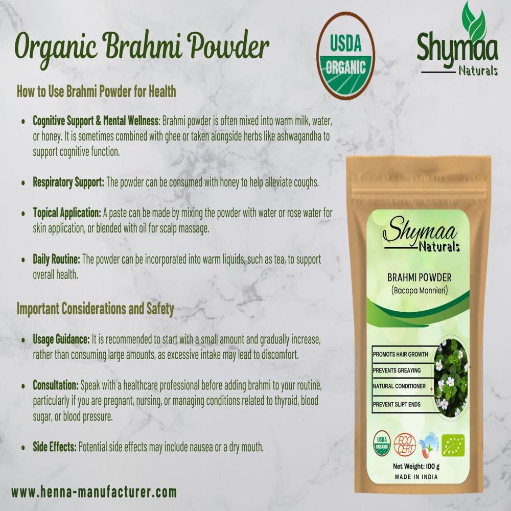 100% Organic Brahmi Powder Ayuvedic Indian Herbs