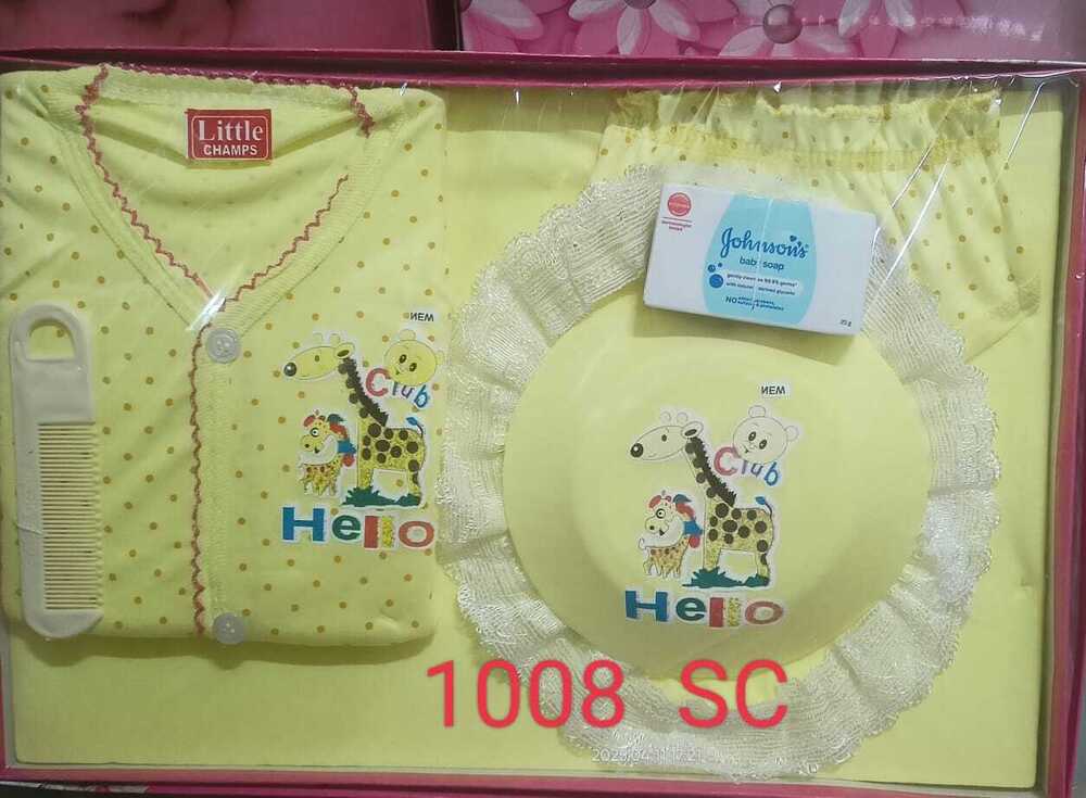Unisex New Born Baby Dress - Color: Multi-Color (White Base With Printed Designs)