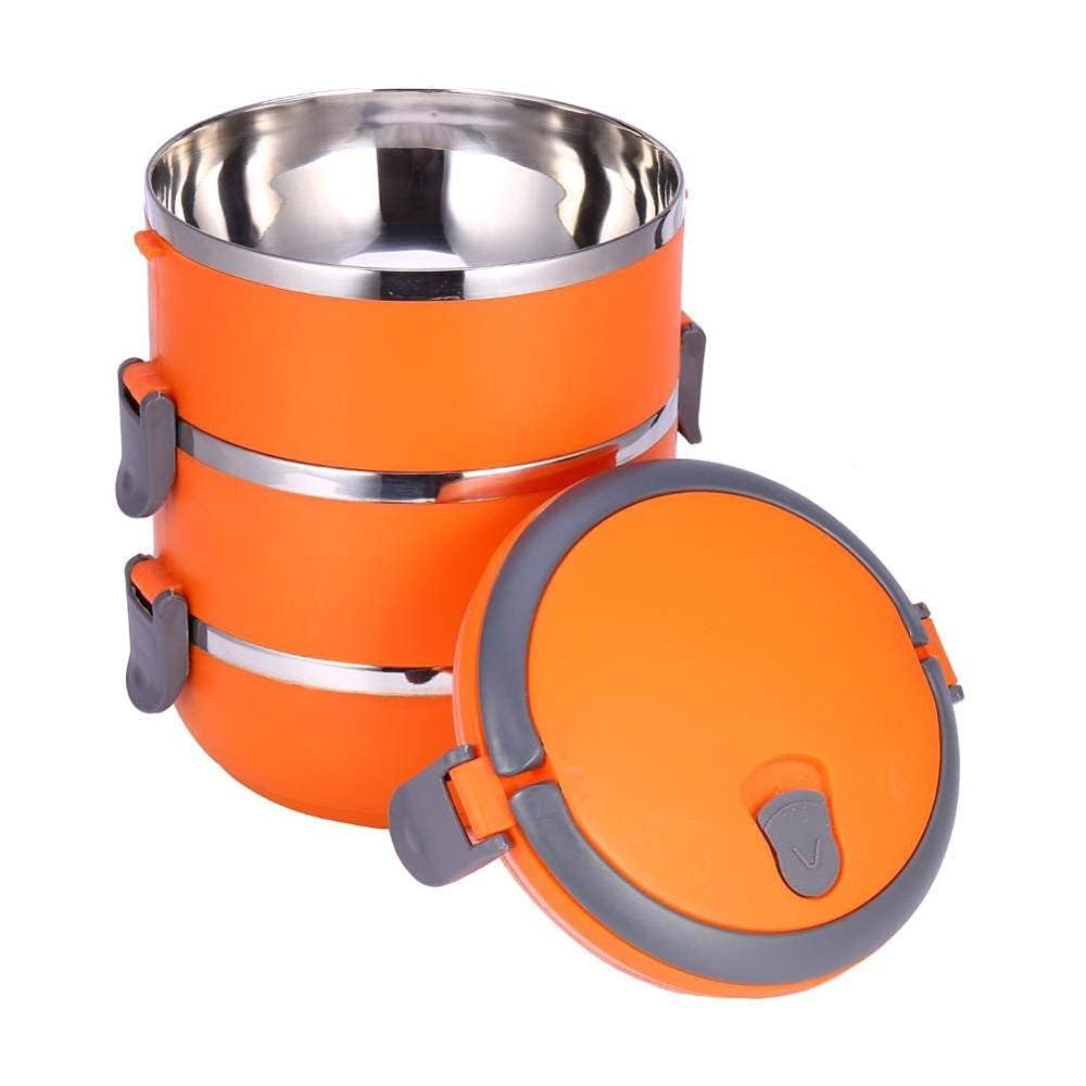 3 Layer Lunch Box With Lock -orange - Capacity: 1 Pcs/hr