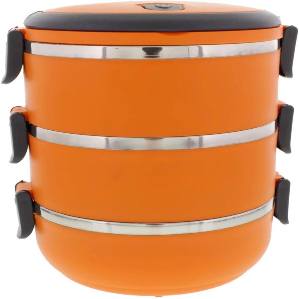 3 Layer Lunch Box with Lock -Orange