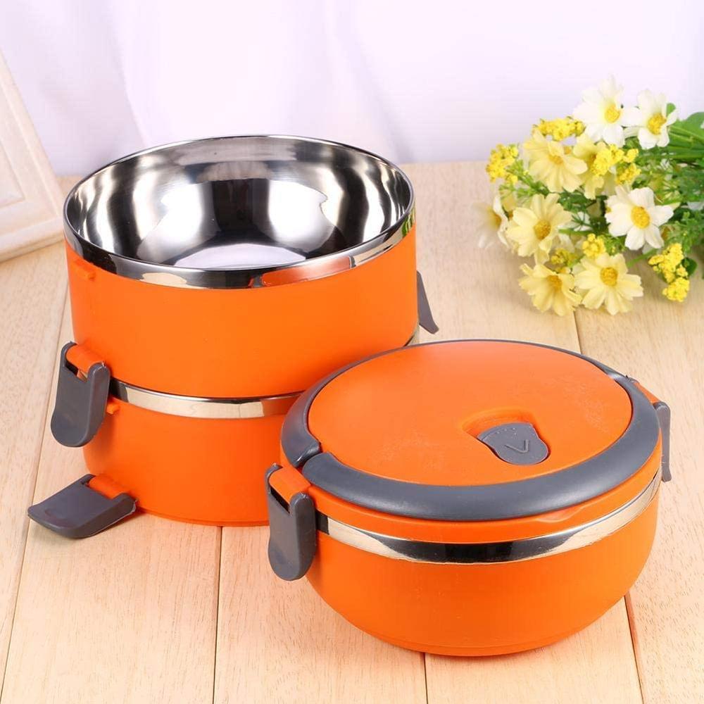 3 Layer Lunch Box with Lock -Orange