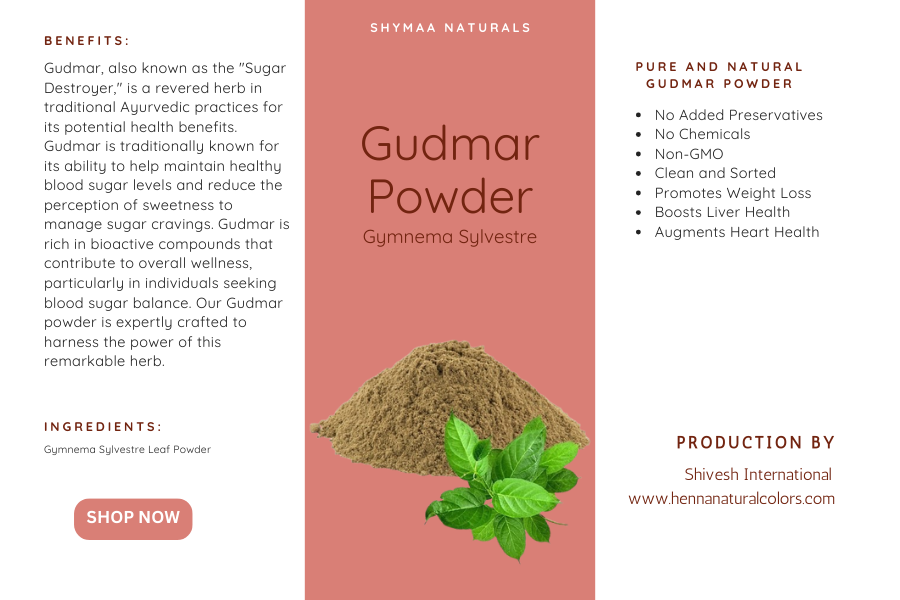 100% Organic Gudmar Powder Ayurvedic Indian Herbs