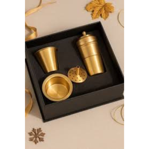 Luxury Brass Coffee Dabra Set Handcrafted Traditional Design