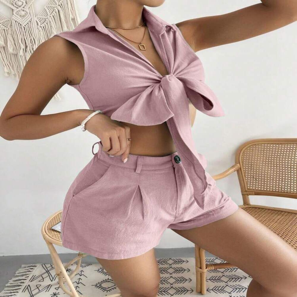 Trendy Sleeveless Knot Co-Ord Set for Women