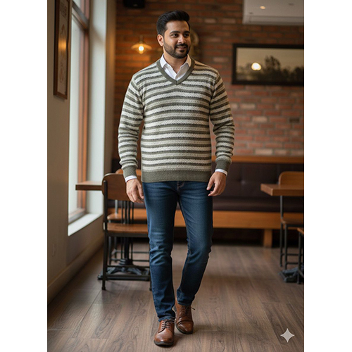 Men Rabbit Wool V Shape And RN Sweater