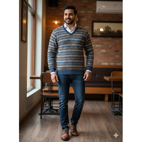 Men Rabbit Wool V Shape And RN Sweater