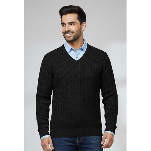 Mens V Shape  Woolen Stretchable Sweater