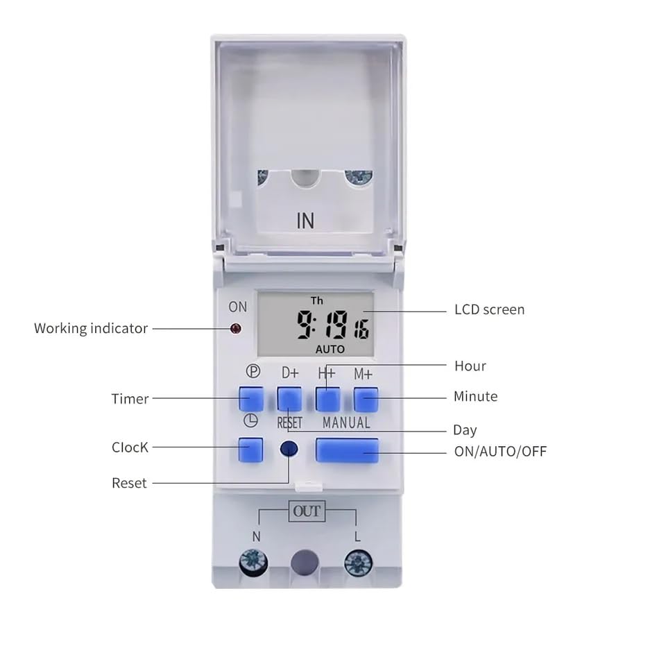 True Sense 16 Ampere Din Rail Digital Timer, Thc15a, TS-16