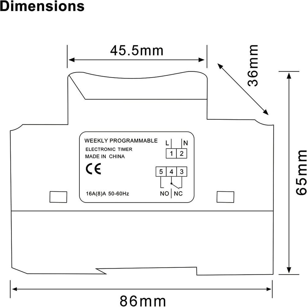 True Sense 16 Ampere Din Rail Digital Timer, Thc15a, TS-16