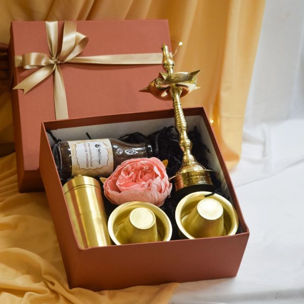 South Indian Brass Coffee Dabra Set with Mirror Finish