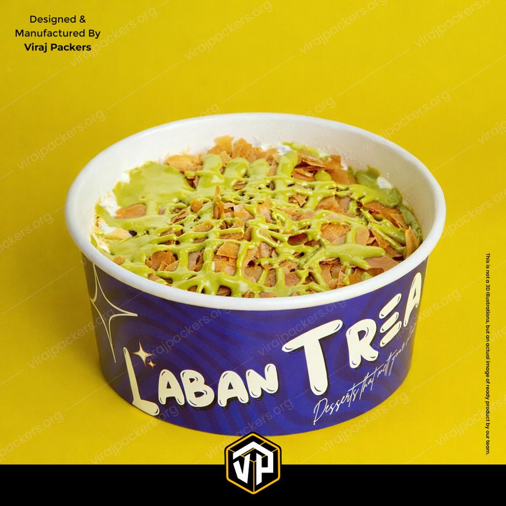 Viral Dubai Dessert Container | Round Paper Bowl For Arabian Dessert Items - Color: Multicolo